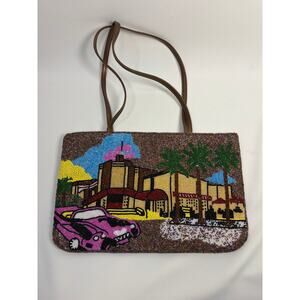Y&S Beaded Handbag Pink Car Palm Trees Y2K Vintage Shoulder bag